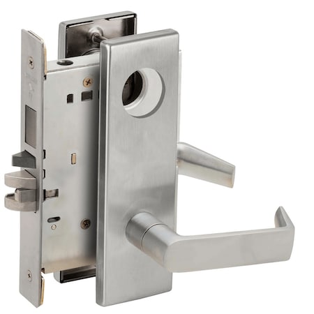 Schlage Grade 1 Entrance/Office Mortise Lock with Deadbolt, Less Cylinder, 06 Lever, N Escutcheon, Satin Chr L9453L 06N 626